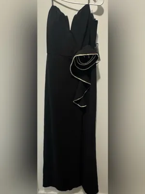 Speechless Black Strapless Sweetheart Gown with Side Ruffle and Slit thumbnail 3