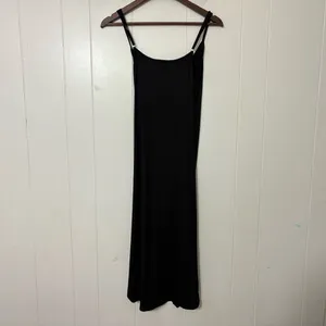 Pampelone Black Ruched Midi Dress Wrap Draped Spaghetti Strap Size M thumbnail 9
