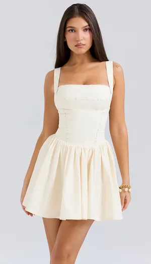 House of cb HONOR Buttermilk Ribbon Detailed Mini Dress thumbnail 1