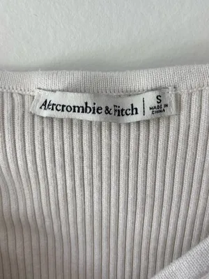Abercrombie & Fitch Cream White Ribbed Open Twist Front Strapless Tube Top thumbnail 2