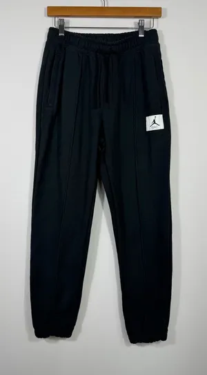 Jordan Flight Fleece Black Jogger Sweatpants Zip Pockets Men’s Small thumbnail 1
