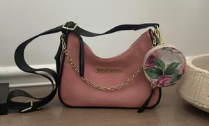 Juicy couture handbag women’s taffy chains in love pink crossbody bag nylon coin thumbnail 1