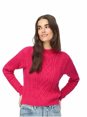 J.Crew - NWT Mockneck Rolled Cable Knit Sweater Raspberry Pink Sz Xl thumbnail 1