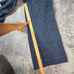 EVEREVE Women’s 29 Blue Chambray Wide Leg Crop Pants Button Fly Patch Pockets thumbnail 9