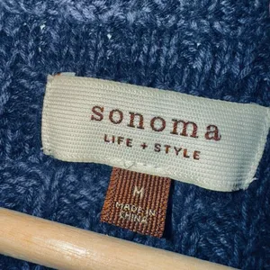 Sonoma Navy & Lavender Weave Knit Short Sleeve Cardigan Size Medium thumbnail 2
