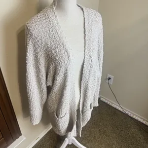 Bobeau Cream Cardigan Textured Knit chunky Sweater Coat sz L open front‎ duster thumbnail 2