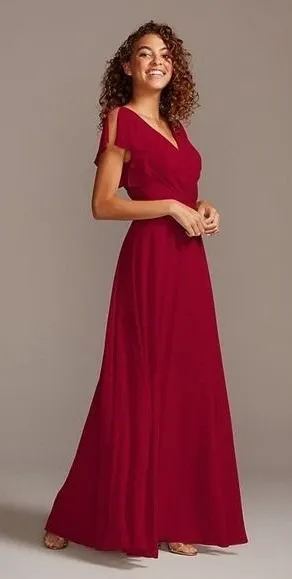 Morilee Women's Plus Size 22 Bridesmaid Dress 21667 Claret Red Short Flutter Slv thumbnail 1
