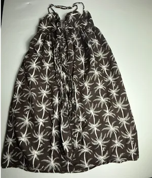 Kate Spade New York Sundress Brown Palm Tree‎ Print Cotton Smocked Dress Medium thumbnail 1