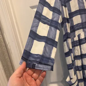 Maeve Devry Blue White Plaid Dress‎ Pockets Tie Waist 3/4 Sleeve XS Spring Party thumbnail 4