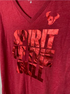 NFL Women's Red V-Neck Tee with Shiny Red Foil Logo Size XL thumbnail 6