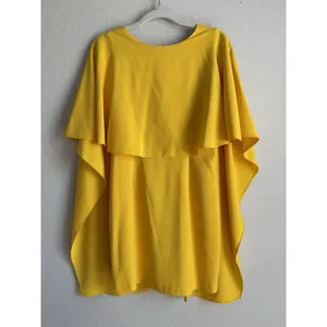 ZARA Women's Open Back Yellow Ruffle Cape‎ Mini Dress Size Small Modest thumbnail 4