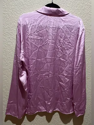 SKIMS Woven Shine Long Sleeve Sleep Set Pajamas Pink Rose Size M NWT thumbnail 12