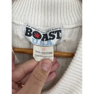 Vintage BOAST USA‎ Cream Cable Knit V Neck Sleeveless Vest Sweater Top Women's S thumbnail 4