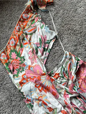 Misa Los Angeles One-Shoulder Floral Serina Maxi Dress in White, Pink, Green thumbnail 3