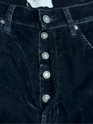 We The Free Free People Black Velvet Pants Button Fly‎ High Rise Size 30 thumbnail 4
