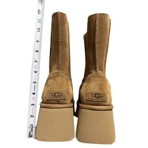 UGG suede boots with chunky platform sole. Side zipper and elastic for easy entry. Soft suede upper with clean stitching details. Neutral tan hue pairs with many outfits. thumbnail 4