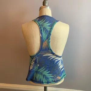 dELiA*s blue tropical racer back crop tank top thumbnail 3