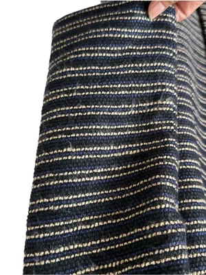 Ann Taylor Tweed Longline Blazer Coat Navy Golden Brown Stripe Size 8 thumbnail 8