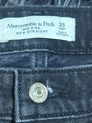 Abercrombie & Fitch Mid Rise 90's Straight Black Jeans Size 25 Short thumbnail 4