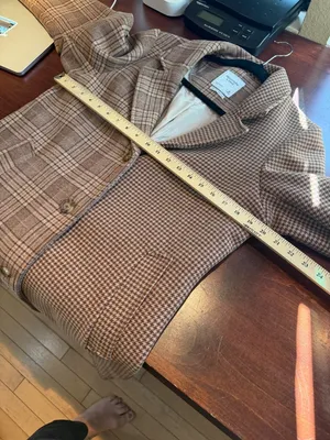 Abercrombie & Fitch The A&F Dad Coat Mixed Plaid Jacket Camel Tan Size Medium thumbnail 11