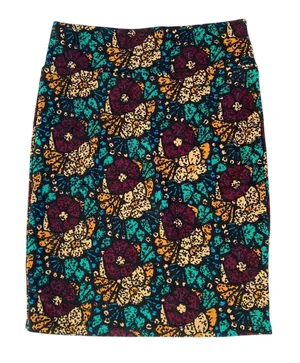 LuLaRoe Pencil Skirt Size‎ L Black Floral Print Stretch Comfortable Women's thumbnail 1