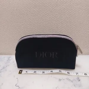 Dior Black Velvet Silver Zipper Trousse Pouch Clutch Bag thumbnail 10