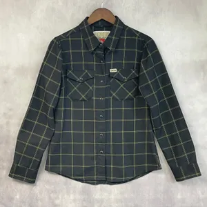 Dixxon Women Flannel Stay Gold Shirt Size M Plaid D Tech Snap Biker Moto‎ Goth thumbnail 13