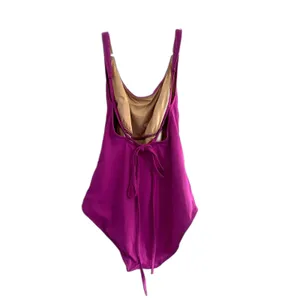 Land of‎ Women One Piece Swimsuit Magenta Purple Lace Up Back Size Medium thumbnail 2