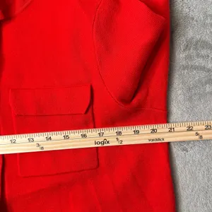 Sezane Betty Cardigan Merino Wool Knit Sweater Womens‎ M Red Button Preppy Crop thumbnail 9