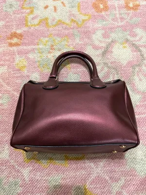 Coach Mini Bennett Satchel Crossgrain Leather Metallic Cherry Crossbody thumbnail 4