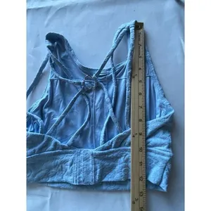 Light Blue Cotton buffbunny Embroidered Crop Top‎ Summer Tank Sleeveless S thumbnail 5