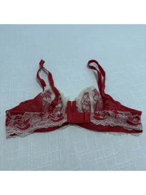 Wacoal 34B Red Lace Unlined Bra Underwire 851256 Off White & Cream Trim thumbnail 3