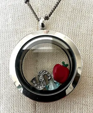 Origami Owl silver tone apple S locket necklace thumbnail 1
