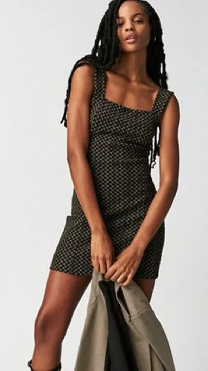 Free People Taking Hearts Mini Dress Black Size M Fitted thumbnail 1