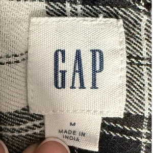 Gap Womens Black White Plaid Long Sleeve Button Down Dropped Waist Dress Size M thumbnail 6