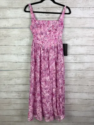 Lulus Colwyn Light Magenta Floral Jacquard Bustier Midi Dress Size Small thumbnail 3