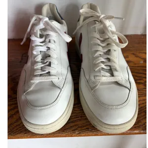 Veja V-12 Leather Sneakers White Marsala Cypris Burgundy Navy Womens 9 EU 40 thumbnail 2