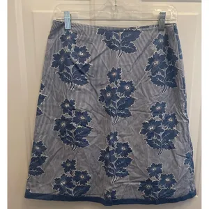 Boden‎ Blue White Floral Pinstripe Cotton A-Line Skirt Size 12R Resort Coastal thumbnail 1
