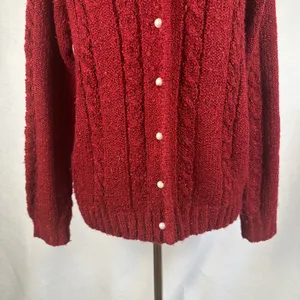 Jennifer Moore Red Knit Cardigan Sweater Pearl Button Front Womens‎ Medium thumbnail 3