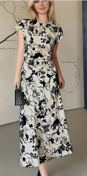 Zara satin‎ print midi dress thumbnail 1