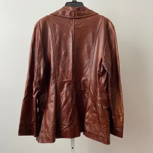 Villa Nappali Leather Distressed Rugged Blazer‎ Jacket 12 Brown Outerwear Coat thumbnail 7