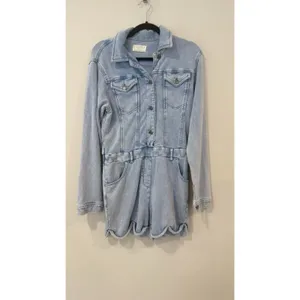 Z Supply Coyote Soft Cloth Denim Look Terry Cloth Romper Size Medium thumbnail 2