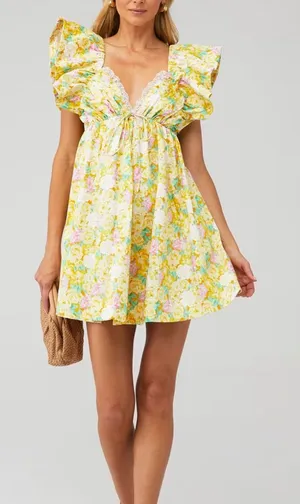 For Love & Lemons Mini Dress Floral S thumbnail 1