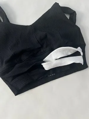 CARBON38 Twisted Ribbed Longline Sports Bra Black White Small $78 thumbnail 5