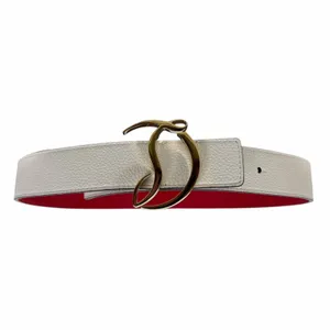 Christian Louboutin CL Logo Calf Leather Belt Leche White Size 90/36 thumbnail 4