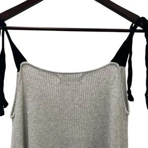 Zara Gray Ribbed Knit Dress V Neck Size Medium thumbnail 6