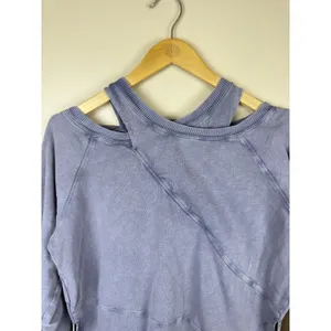 Pilcro Crossover Pullover Sweatshirt Women XXS Long Sleeve Purple Cozy Oversized thumbnail 3