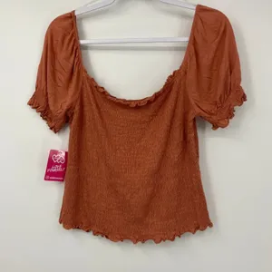 Heart & Hips Coral Brick Cropped Off the Shoulder Top Shirt NEW Large thumbnail 6