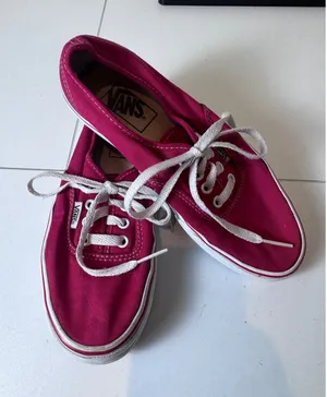 Vans Y2K‎ Low Top Sneakers Women 7 Canvas Lace Up Skater Minimalist Indie Red thumbnail 1