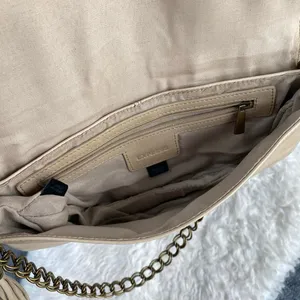 Express Cream Shoulder Bag Faux Leather Gold Chain Strap Boho Chic Parisian Euro thumbnail 8